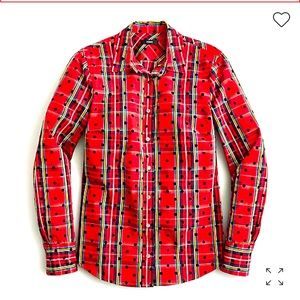 J. Crew Stewart Tartan Button Down with Velvet Dots